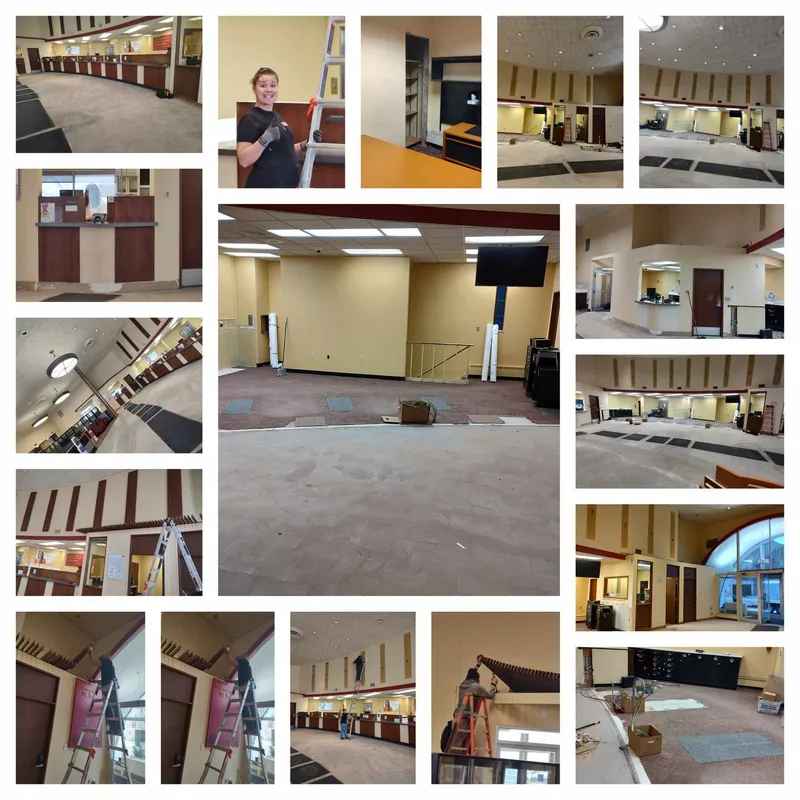 Commercial office cleanout — crew removing fixtures